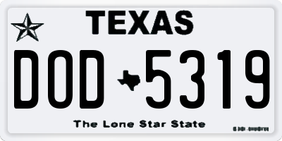 TX license plate DOD5319