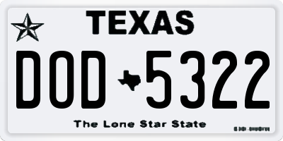 TX license plate DOD5322