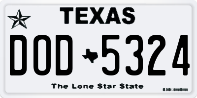 TX license plate DOD5324