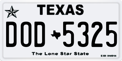 TX license plate DOD5325