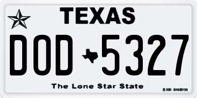TX license plate DOD5327