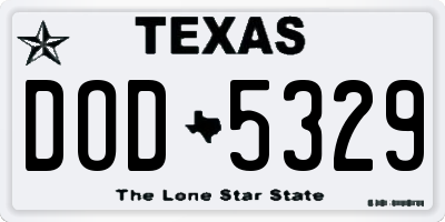TX license plate DOD5329