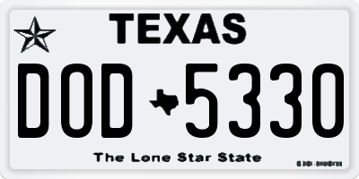 TX license plate DOD5330