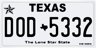TX license plate DOD5332