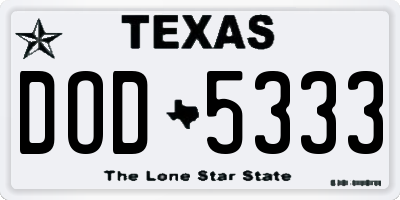 TX license plate DOD5333
