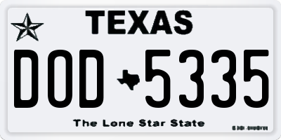 TX license plate DOD5335