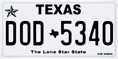 TX license plate DOD5340