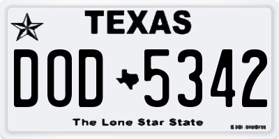 TX license plate DOD5342