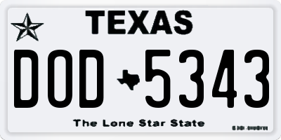 TX license plate DOD5343