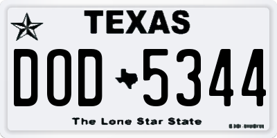 TX license plate DOD5344
