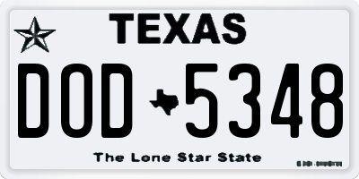 TX license plate DOD5348