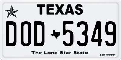 TX license plate DOD5349