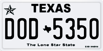 TX license plate DOD5350