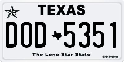 TX license plate DOD5351
