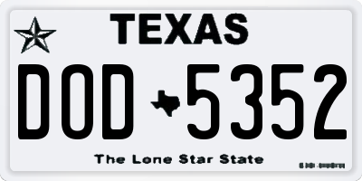 TX license plate DOD5352