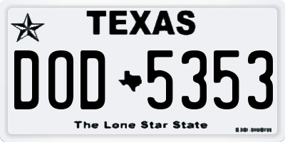 TX license plate DOD5353