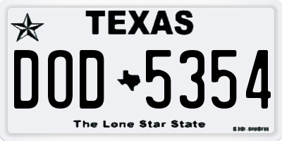TX license plate DOD5354