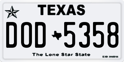 TX license plate DOD5358