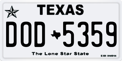 TX license plate DOD5359
