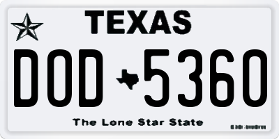 TX license plate DOD5360