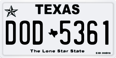 TX license plate DOD5361