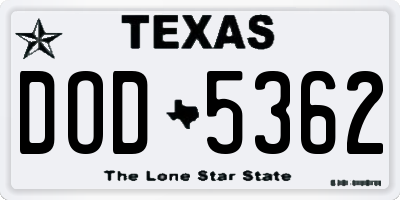 TX license plate DOD5362