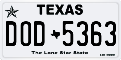 TX license plate DOD5363