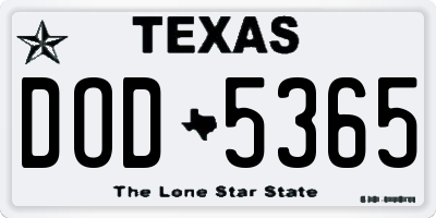 TX license plate DOD5365