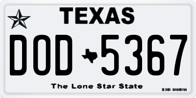 TX license plate DOD5367