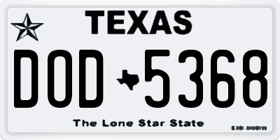 TX license plate DOD5368