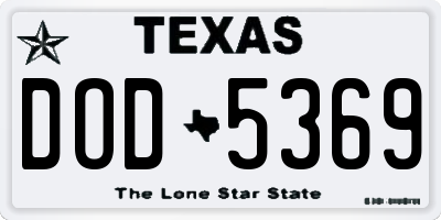 TX license plate DOD5369