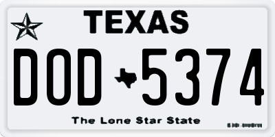 TX license plate DOD5374