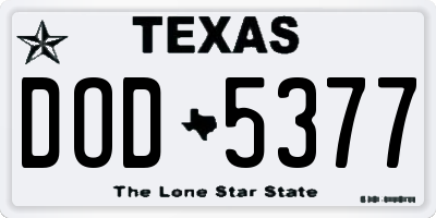 TX license plate DOD5377