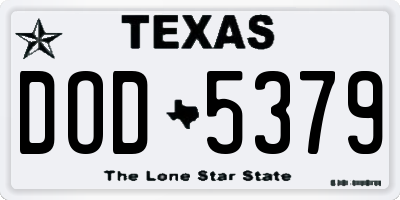 TX license plate DOD5379