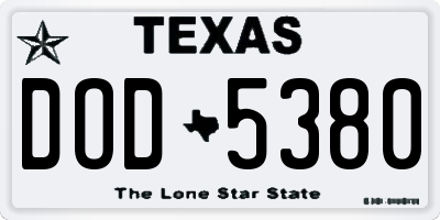 TX license plate DOD5380