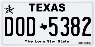 TX license plate DOD5382