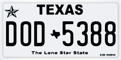 TX license plate DOD5388