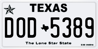 TX license plate DOD5389