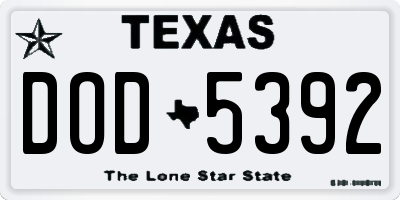 TX license plate DOD5392