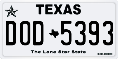 TX license plate DOD5393