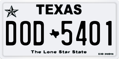 TX license plate DOD5401