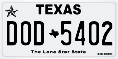 TX license plate DOD5402