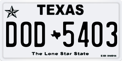 TX license plate DOD5403