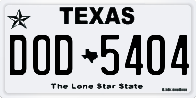 TX license plate DOD5404