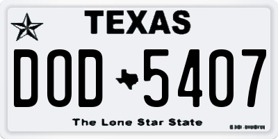 TX license plate DOD5407
