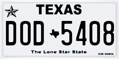 TX license plate DOD5408