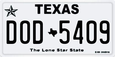 TX license plate DOD5409