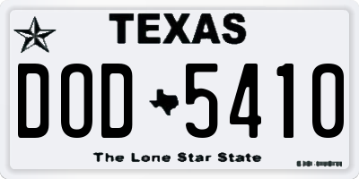 TX license plate DOD5410