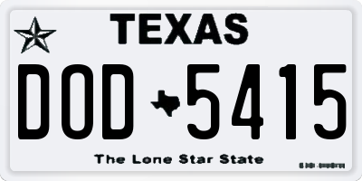 TX license plate DOD5415