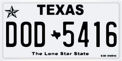 TX license plate DOD5416